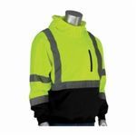 PIP® 323-1350B-LY/M 323-1350B Bottom Pullover Hooded Sweatshirt With Black Bottom, Lime Yellow, Polyester Fleece