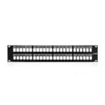 QuickPort® 49255-L48 2RU Flat Unloaded Patch Panel With Magnifying Lens Label Holder, 48 Ports, Category: Cat 6, Steel