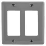 Bryant Electric NP262GY Standard Wallplate, 2 Gangs, 4.63 in H x 4.69 in W, Nylon, Gray