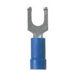 Panduit® Pan-Term® PV14-6FF-C PV-FF Insulated Fork Terminal, 16 to 14 AWG Conductor, 0.88 in L, Brazed Seam Barrel, Copper, Blue