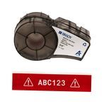 Brady® M21-750-595-RD All Weather Permanent Adhesive Vinyl Label Tape with Ribbon for M210 M211 BMP21-PLUS Printers - 0.75" , White on Red, Cartridge of 21 Feet, Ribbon Series: R4400
