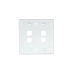 QuickPort® 42080-4WP Standard Size Wallplate With ID Window, 2 Gangs, 4.53 in H x 4.625 in W, Plastic, White