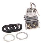Allen-Bradley 800T-E1547M6A 800T PB, 30mm Cylinder Lock Push Button, Mushroom, Spring Bolt, In Position, Springbolt Key E115, Red, No Guards on Terminals, 1 NO 1 NC Standard Contacts, Device w/ Pkg