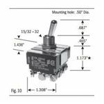 SELECTA® SS219-BG Heavy Duty Toggle Switch, 125/250 VAC, 15/10 A, 3/4 hp Power, 4PDT Contact Configuration