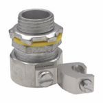 Crouse-Hinds Liquidator™ LTB50G Insulated Straight Threaded Conduit Connector With 4 to 14 AWG Aluminum Grounding Lug, 1/2 in Trade, For Use With Liquidator™ Flexible Metallic Conduit, Malleable Iron, Electroplated Zinc