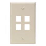 QuickPort® 41080-4IP Standard Size Wallplate, 1 Gang, 4-1/2 in H x 2-3/4 in W, Plastic, Ivory