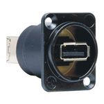 Bryant Electric iSTATION™ USB10 D-Style Feed-Through Panel Mount USB Connector, Audio/Video Module, Panel/Snap-On/Snap-Fit Mount, Black