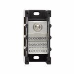 Bussmann 16372-1 Barrier Power Distribution Block, 600 VAC/VDC, 310 A, 1 Poles, 2/0 AWG to 350 kcmil, 1/0 AWG, 6 to 1 AWG, 10 AWG, 14 to 12 AWG Wire, Tin Plated Aluminum/Thermoplastic