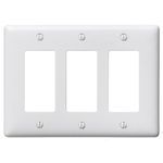 Bryant Electric NP263W Standard Wallplate, 3 Gangs, 4.63 in H x 6.5 in W, Nylon, White