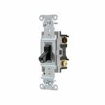 Hubbell® CS320BK Commercial 3-Way Toggle Switch, 120/277 VAC, 20 A, 1 hp at 120 VAC, 2 hp at 208/240/277 VAC Power, 2-Position Contact Configuration