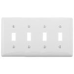 PREMISE WIRING NP4W Standard Wallplate, 4 Gangs, 4.63 in H x 8.31 in W, Nylon, White