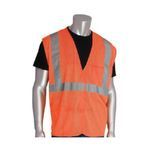 PIP® 302-0702-OR-XL 302-0702 Safety Vest, XL, Hi-Viz Orange, Polyester Mesh, Hook and Loop Closure, 2 Pockets