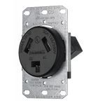 Wiring Device-Kellems tradeSELECT® RR330F Dryer Range Power Receptacle, 125/250 VAC, 30 A, 3 Pole, 3 Wires, Black