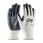 G-Tek® GP™ 34-225/M Work Gloves, Coated Glove, M, Nitrile Palm, Nylon, Gray/White, Knit Wrist Cuff, Nitrile Coating