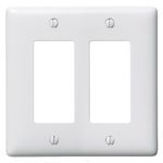 Bryant Electric NP262W Standard Wallplate, 2 Gangs, 4.63 in H x 4.69 in W, Nylon, White