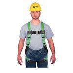 Miller® by Honeywell 650T/UGK HP Series Harness, Universal, 400 lb Load, Polyester with PTFE Strap, Mating Leg Strap Buckle, Mating Chest Strap Buckle, Friction Shoulder Strap Buckle, Steel Hardware, Green