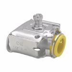 Crouse-Hinds Quick-Lok™ QLK50D Duplex Conduit Connector With Captive Clamp, 1/2 in Trade, For Use With AC/MC Cable, Tubular Steel, Zinc Plated