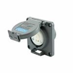 Wiring Device-Kellems Safety-Shroud® Twist-Lock® HBL2320SW Heavy Duty Flanged Grounding Standard Single Watertight Locking Receptacle, 250 VAC, 20 A, 2 Poles, 3 Wires, Gray/White