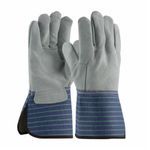 PIP® 82-5066-L Silver 82-5066 A/B-Grade Work Gloves, Gunn Cut/Wing Thumb Style, L, Split Cowhide Leather Palm, Split Cowhide Leather, Gray, Rubberized Safety Cuff, Uncoated Coating, Resists: Water, Cotton Lining