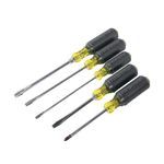 Klein® 85075 Screwdriver Set, Measurement System: Imperial, 5 Piece, No ESD-Safe, Insulated: No, Screwdriver Types Included: Cabinet/Keystone/Phillips®, Specifications Met: ASME Specified, Acetate/Steel, Polished Chrome