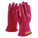 Novax® 153-00-11/7 Class 00 Insulating Gloves, SZ 7, Natural Rubber, Red, 11 in L, ASTM Class: ASTM D120, 500 VAC/750 VDC Max Use Voltage