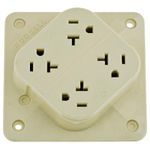 Wiring Device-Kellems 4-PLEX® HBL420I 4-in-1 Grounding Standard Straight Blade Receptacle, 125 VAC, 20 A, 2 Pole, 3 Wires, Ivory