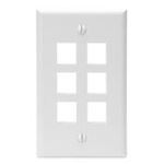 QuickPort® 41080-6WP Standard Size Wallplate, 1 Gang, 4-1/2 in H x 2-3/4 in W, Plastic, White