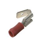 Panduit® DV18-250P-LY DV-P Sleeved Barrel Piggyback Disconnect, 22 to 18 AWG Stranded Conductor, 0.88 in L, Brass, Red