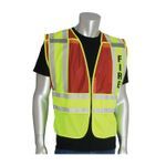 PIP® 302-PSV-RED-2X/5X Public Safety Vest With FIRE Logo, 2XL/5XL, Hi-Viz Lime Yellow/Red, Polyester, Zipper Closure, 2 Pockets, ANSI Class: Class 2, Specifications Met: ANSI 107 Type P