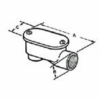 Bridgeport® 1027 Type LB Service Entrance Conduit Body, 1 in Hub, 10.8 cu-in Capacity, Aluminum, Enamel Coated