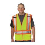 PIP® 302-0211-LY/2X 2-Tone X-Back Safety Vest, 2XL, Hi-Viz Lime Yellow, Polyester Mesh, Hook and Loop Closure, 5 Pockets, ANSI Class: Class 2, Specifications Met: ANSI 107 Type R, CAN/CSA Z96