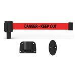 Banner Stakes PL4114 PLUS Wall Mount System, Red "Danger-Keep Out", Includes: 1 PLUS Wall Mount Kit, 1 PLUS Banner Head, Belt Length 15 ft, Suitable for Indoor/Outdoor Use