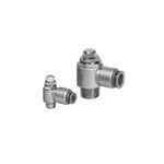 SMC® AS2201-02-F08S AS Elbow Speed Controller, 1/4 Port, 0.1 to 1 MPa Pressure, 460 Lpm Flow Rate, Zinc Alloy/Brass Body
