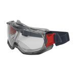 Bouton® 251-60-0020 Indirect Ventilated Single Standard Protective Goggles, Anti-Fog/Anti-Scratch Clear Polycarbonate Lens, Yes UV Protection, Elastic Strap, ANSI Z87.1, CAN/CSA Z94.3