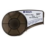 Brady® BMP® 21 M21-750-595-RD Printer Label, 21 ft H x 3/4 in W, White on Red Legend/Background, B-595 Vinyl