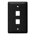 Bryant Electric netSELECT® NSP12BK Rear Load Multimedia Faceplate, 1 Gang, 2 Ports, Audio/Video/Voice/Data Module, Flush Mount, Thermoplastic