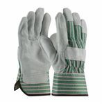 PIP® 83-6563-L Bronze 83-6563 B-Grade Work Gloves, Gunn Cut/Wing Thumb Style, L, Split Cowhide Leather Palm, Split Cowhide Leather, Gray/Green/Pink, Rubberized Safety Cuff, Uncoated Coating, Resists: Burn, Heat and Water, Cotton Lining
