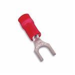 Catamount® TV18-6F-XV Insulated Fork Terminal, 22 to 16 AWG Conductor, 0.866 in L, Brazed Seam/Serrated Barrel, Copper, Red