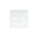 QuickPort® 42080-2WP Standard Size Wallplate With ID Window, 2 Gangs, 4.53 in H x 4.625 in W, Plastic, White