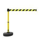 Banner Stakes PL4091 PLUS Barrier Set, Yellow/Black Diagonal Stripe, Includes: 1 PLUS Stanchion, 1 PLUS Base, 1 PLUS Banner Head, Belt Length 15 ft, Suitable for Indoor/Outdoor Use