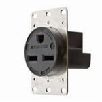 Wiring Device-Kellems HBL9330 Grounding Heavy Duty Single Straight Blade Receptacle, 250 VAC, 30 A, 2 Pole, 3 Wires, Black