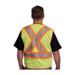 PIP® 302-0211-LY/2X 2-Tone X-Back Safety Vest, 2XL, Hi-Viz Lime Yellow, Polyester Mesh, Hook and Loop Closure, 5 Pockets, ANSI Class: Class 2, Specifications Met: ANSI 107 Type R, CAN/CSA Z96