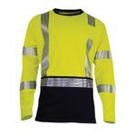VIZABLE® FR TEEY2LSHC301-XL Hybrid Long Sleeve T-Shirt, XL, Hi-Viz Fluorescent Yellow, Dual Hazard Knit