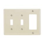 PREMISE WIRING NPJ226LA Medium Size Combination Wallplate, 3 Gangs, Light Almond, 4.88 in L x 6.75 in W, Nylon