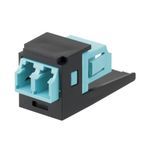 Panduit® CMDSAQLCZBL Mini-Com® Fiber Optic Adapter Module, LC Duplex Connector, 2 Ports, Surface Mount, 10Gig™ OM3/OM4 50/125 um Multi-Mode Fiber