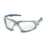 Bouton® Fortify™ Optical 250-54-0520 Single Safety Glasses, Anti-Scratch/FogLess® 3Sixty™/Foam Padding, Clear Lens, Rimless Frame, Blue/Gray, Polycarbonate Frame, Polycarbonate Lens, ANSI Z87.1-2015