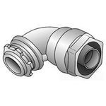 O-Z/Gedney 4Q-9150T 4Q-T Concretetight Oiltight Raintight Liquidtight Conduit Connector With Insulated Throat, 1-1/2 in Trade, 90 deg Angle, Malleable Iron, Electroplated Zinc