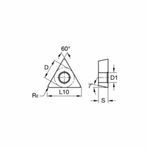 Kennametal® TCMT3251LF High Performance Screw-On Turning Insert, TCMT Insert, Material Grade: K, M, N, P, S, Triangle Shape, Positive Rake, Carbide, Manufacturer's Grade: KC5025