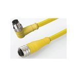 Brad® Micro-Change® 120066-1140 Single End Cordset, M12x1 Connector, 90 deg Female x Straight Male Connector, 2 m Cable Length, 3 Pole, 1 Keyway