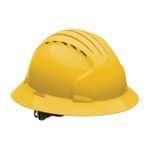 JSP® 280-EV6161V-20 Evolution® 6161V Deluxe Full Brim Vented Hard Hat, SZ 6-5/8 Fits Mini Hat, SZ 8 Fits Max Hat, HDPE, 6-Point Polyester Strap Suspension, ANSI Electrical Class Rating: Class C, ANSI Impact Rating: Type I, Wheel Ratchet Adjustment